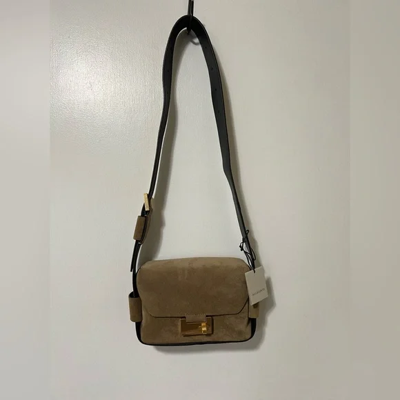 NWT All Saints 3 in 1 Suede brown leather Frankie Crossbody Bag + Dust Bag - Picture 16 of 16